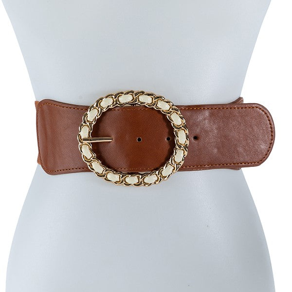 CEINTURE ÉLASTIQUE À BOUCLE CERCLE DORÉE