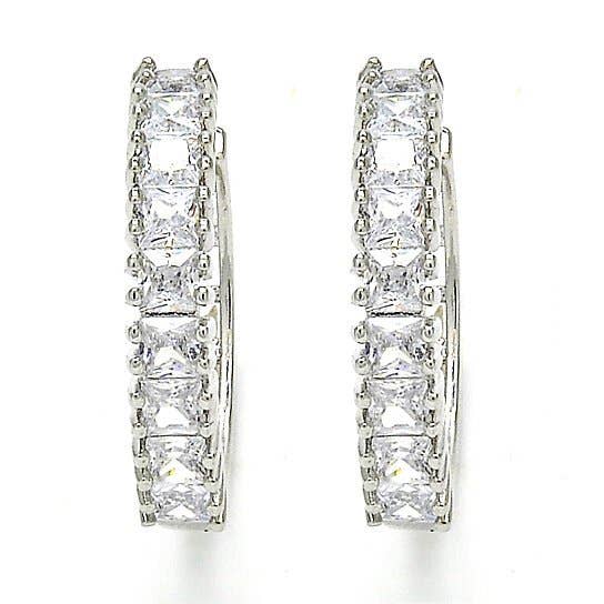 Huggie Hoop plaqué rhodium, avec zircone cubique