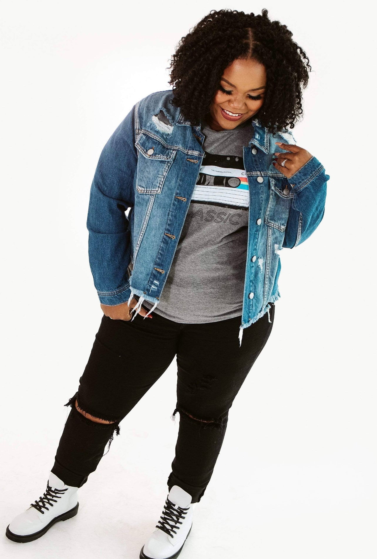 Veste en jean bleue pour femme