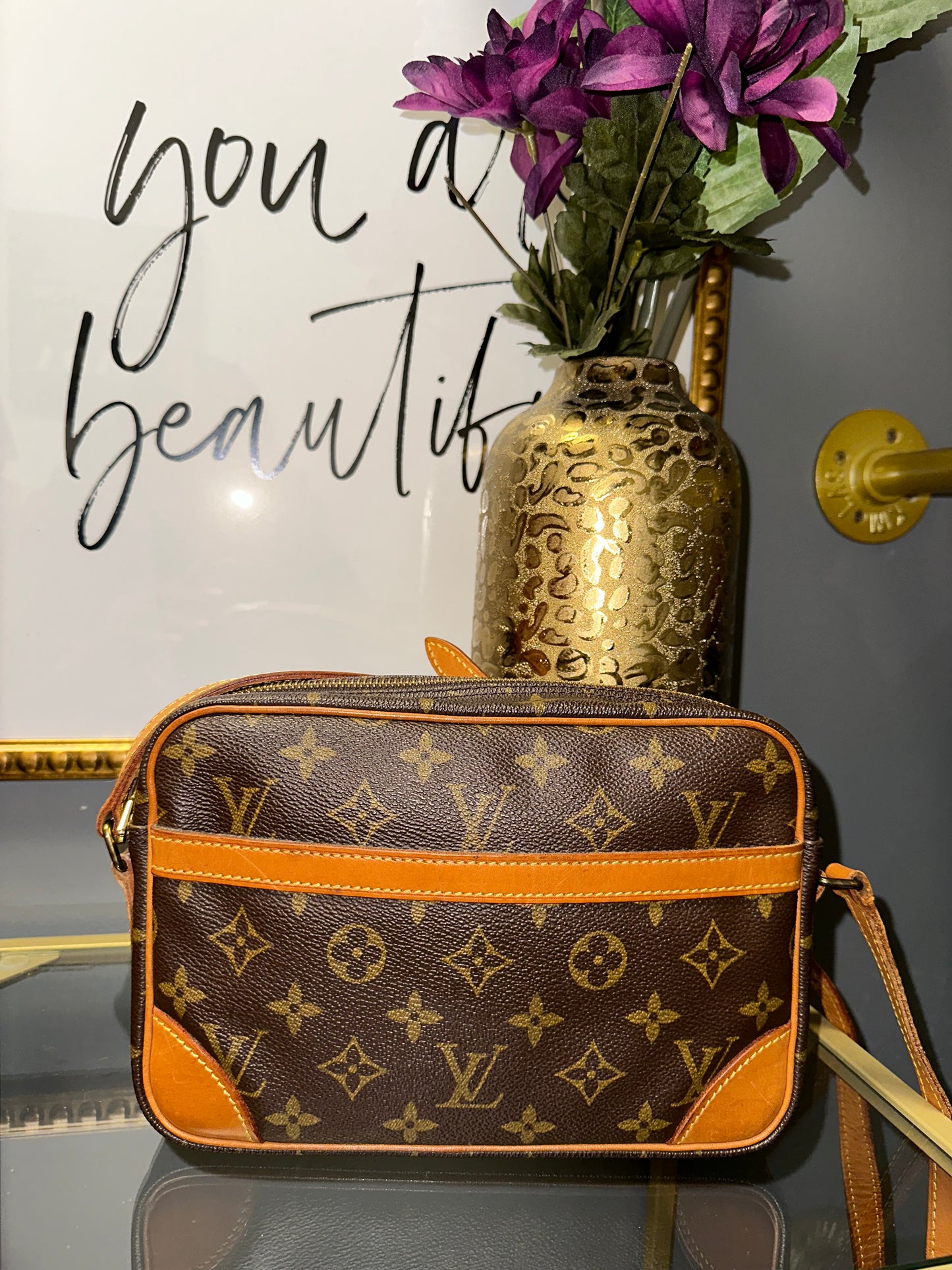 Louis Vuitton Sac à main Trocadero pré-aimé en toile monogramme 23