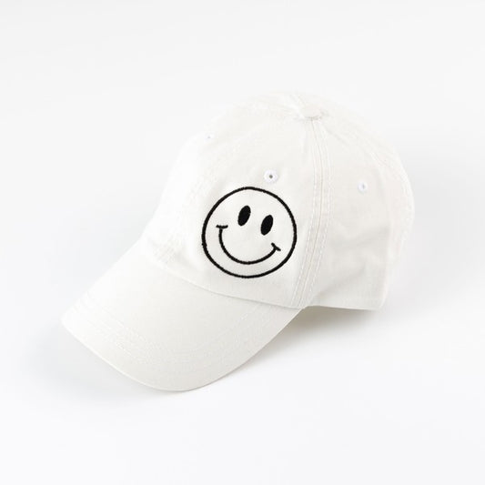 Embroidered Smiley Face Outline Canvas Hat