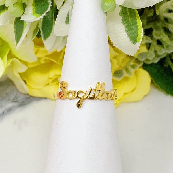 Scripted Zodiac Ring