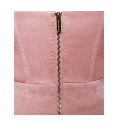Barbie - Robe corset en satin à manches en maille blush