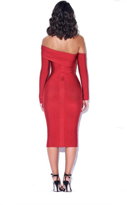 Charlotte Off Shoulder Long Sleeve Bandage Dress