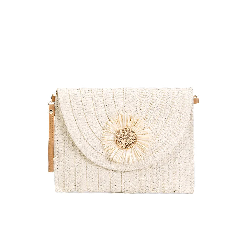 Straw Woven Shoulder Crossbody Beach Clutch Bag