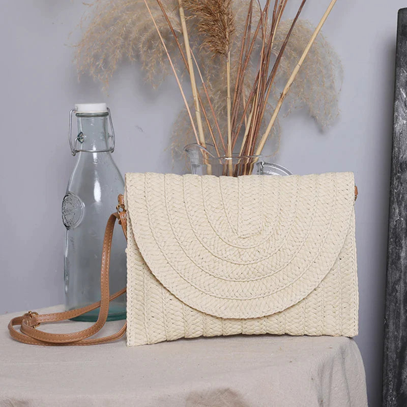 Straw Woven Shoulder Crossbody Beach Clutch Bag