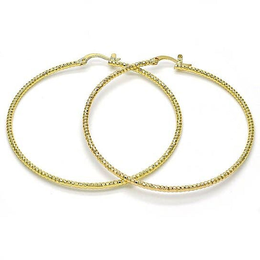 Gold Plated Gold Thin Elegant Fancy Hoop Earring